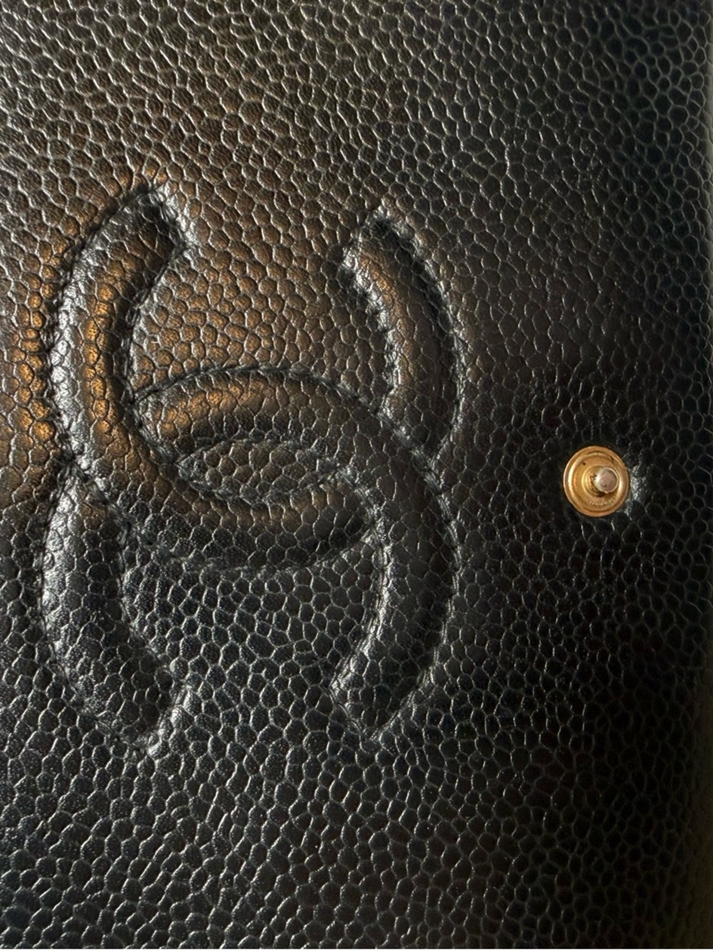 Chanel Vintage Black Caviar Leather CC Logo Long Wallet Clutch Gold tone - Picture 5 of 15